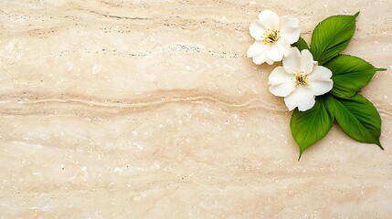 Elegant White Flowers on Natural Stone Background for Tranquil and Serene Decor Inspiration