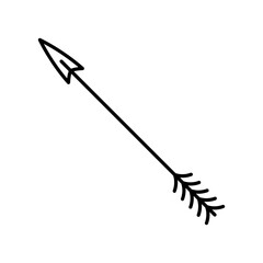 Bow arrow icon. Black outline linear silhouette. Editable strokes. Front side view. Vector simple flat graphic illustration. Isolated object on white background. Isolate.