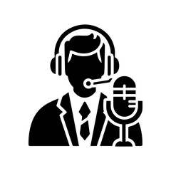 black simple broadcast host avatar icon