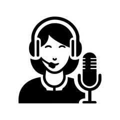 black simple broadcast host avatar icon