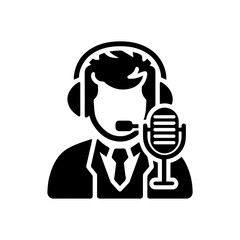 black simple broadcast host avatar icon