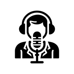 black simple broadcast host avatar icon