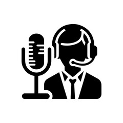 black simple broadcast host avatar icon