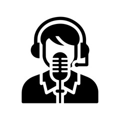 black simple broadcast host avatar icon