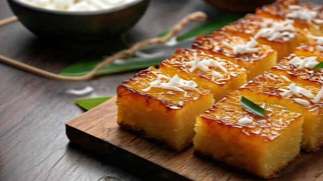 bingka ubi with golden caramel crust video singaporean sweets