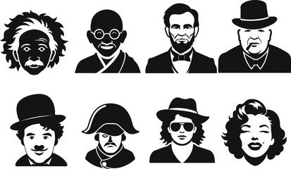 Famous Icons Silhouette Set &ndash; Historical and Pop Culture Legends