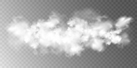 Vector realistic cloud, smoke or fog on isolated transparent background. Cloud png. Cloud, smoke, fog png