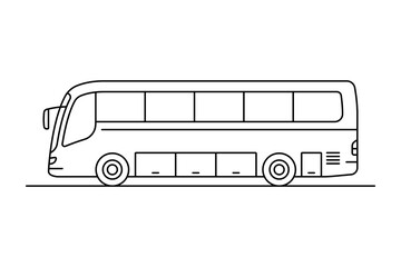 Big long passenger bus icon. Black outline linear silhouette. Editable strokes. Side view. Vector simple flat graphic illustration. Isolated object on white background. Isolate.