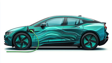 Futuristic Electric Car Neon Illustration