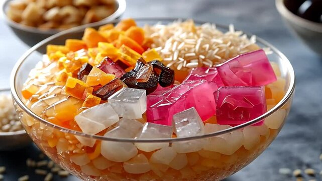 cheng tng dessert with colorful toppings video singapore cuisine