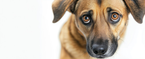 Obraz premium Close-up of a brown dog with expressive eyes and perked ears