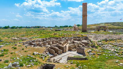 Aerial View of Historic Harran University and Ancient Harran Settlement Archaeological Excavations...
