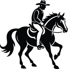Cowboy riding running horse, cowboy and horse running silhouettes , cowboy riding a running horse, Western riding discipline Reining vector collection  