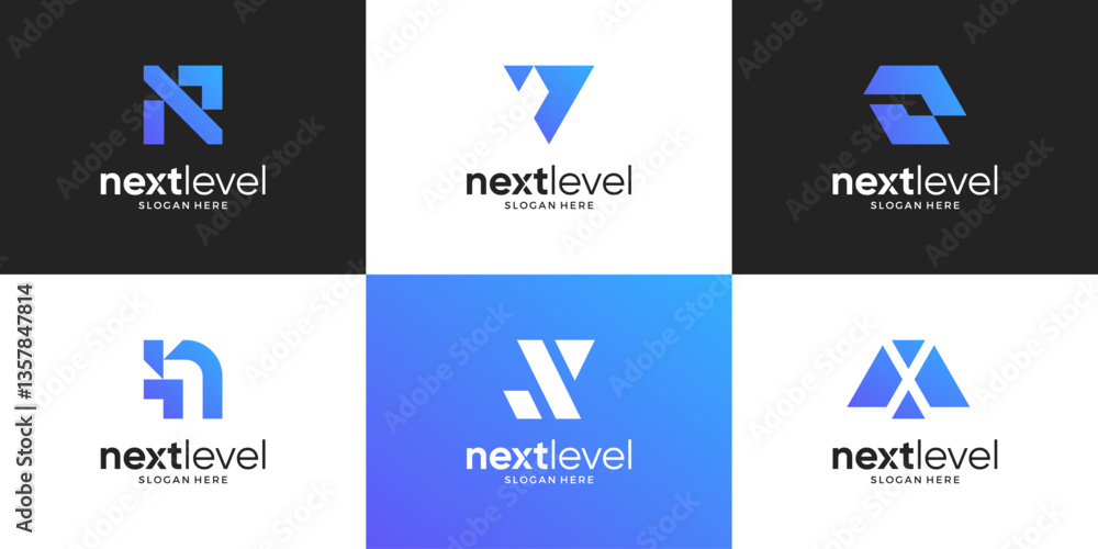 Poster abstract arrow logo design vector. future tech logo template elements.