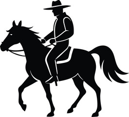 Cowboy riding running horse, cowboy and horse running silhouettes , cowboy riding a running horse, Western riding discipline Reining vector collection  