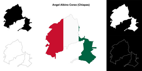 Fototapeta premium Angel Albino Corzo municipality (Chiapas) outline map set