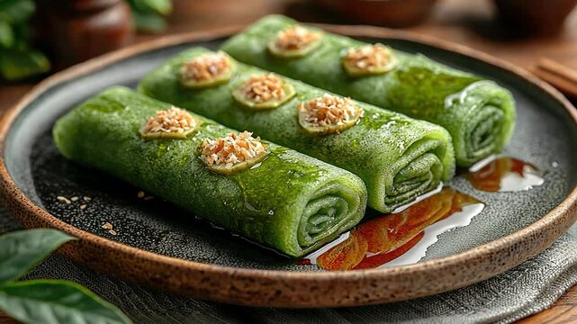 kueh dadar pandan coconut rolls video singaporean cuisine