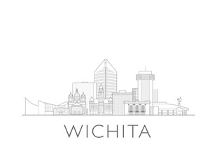 Fototapeta premium Wichita, Kansas cityscape illustration skyline drawing