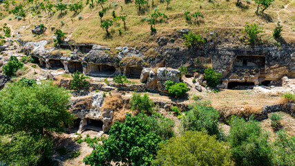 Fototapeta premium Historic Caves in Halfeti Savasan Village, Halfeti, Sanliurfa, Turkey