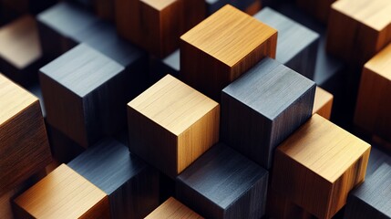 Abstract cube panel designs forming artistic block decor a top down view