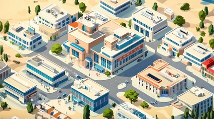 A large hospital complex with multiple entrances, easy navigation, and a central information hub