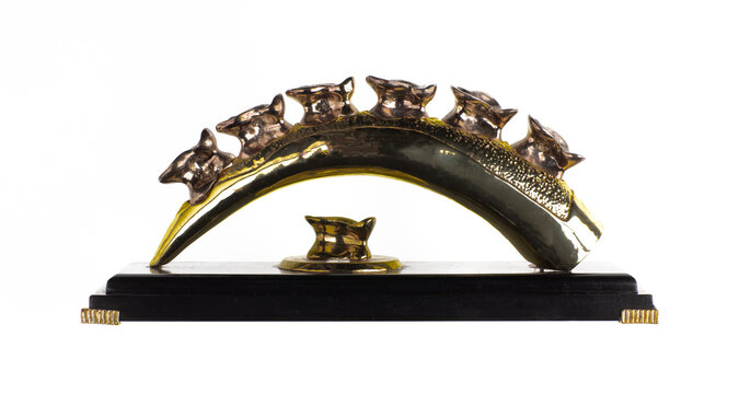 kazakh golden asyks isolated on white background