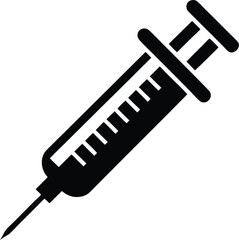 Medical syringe silhouette, syringe injection icon vector, medical syringe silhouette, Symbol, vector, illustration  
