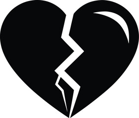  Broken heart silhouette, heartbreak / broken heart or divorce flat icon for apps and websites 