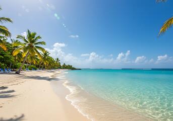 Fototapeta premium Tropical Beach with Palm Trees