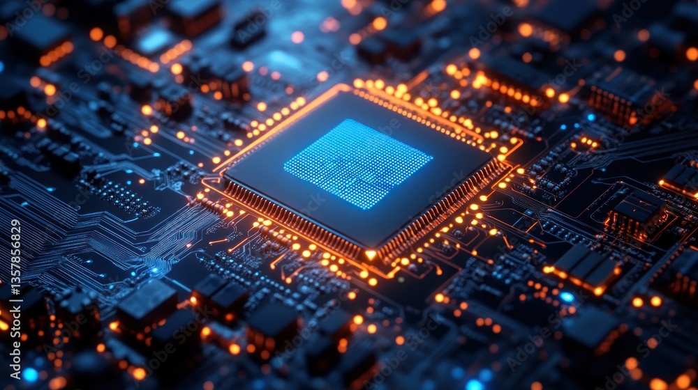 Poster close-up of a modern computer microprocessor
