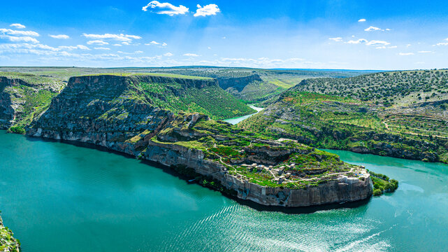 Aerial View of Rumkale Halfeti Sanliurfa Turkey