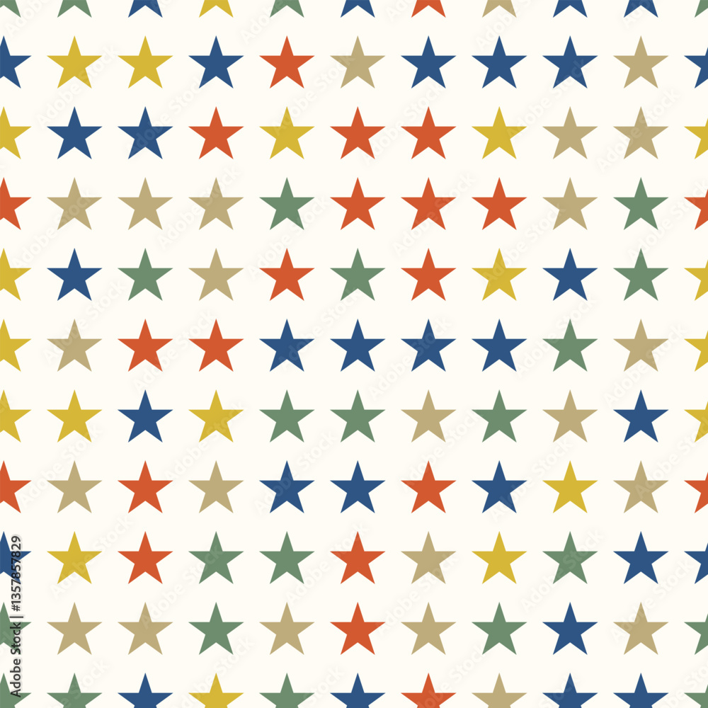 Canvas Prints colorful star seamless pattern in vintage colors. simple stars in a row geometric background. perfec