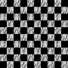 Black and white chessboard with checkered pattern and square tiles