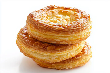Golden Brown Vol-au-Vent Pastries, Classic French Delicacy, Flaky and Buttery, Perfect for Appetizers or Main Course on White Background
