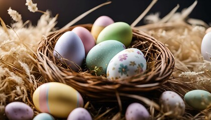 Obraz premium Easter Eggs in a Nest