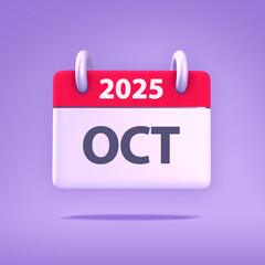 3D Wallpaper for Calendar day, month, year 2025 - Icon Month October for agenda, meeting appointment time - Reminder icon