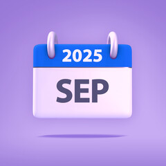 3D Wallpaper for Calendar day, month, year 2025 - Icon Month September for agenda, meeting appointment time - Reminder icon