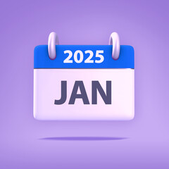 3D Wallpaper for Calendar day, month, year 2025 - Icon Month January for agenda, meeting appointment time - Reminder icon
