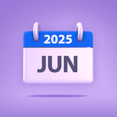 3D Wallpaper for Calendar day, month, year 2025 - Icon Month June for agenda, meeting appointment time - Reminder icon