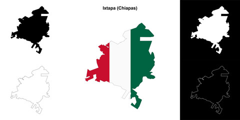 Ixtapa municipality (Chiapas) outline map set