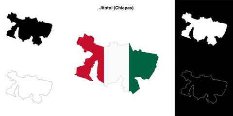 Jitotol municipality (Chiapas) outline map set