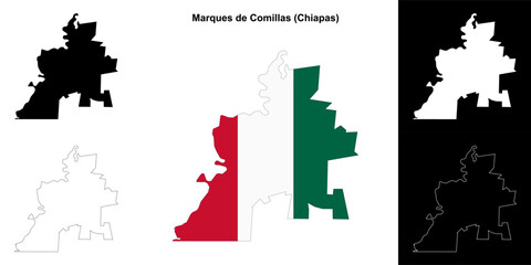 Marques de Comillas municipality (Chiapas) outline map set