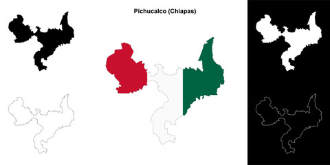 Pichucalco municipality (Chiapas) outline map set