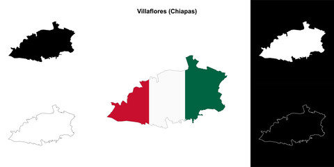 Villaflores municipality (Chiapas) outline map set