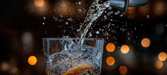 A cocktail shaker mid-pour, capturing the motion