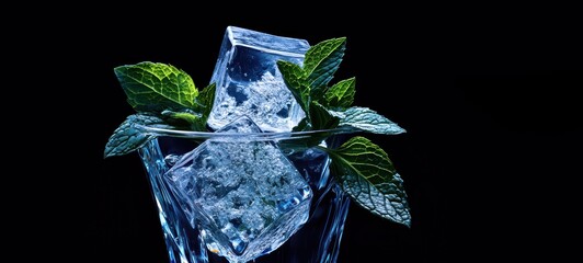 A cocktail with a geometric ice cube or garnish