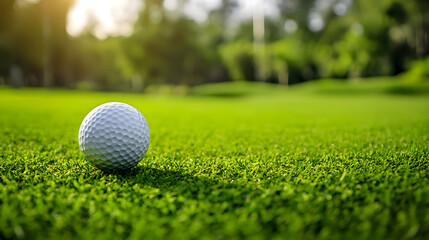 Obraz premium Close-up golf ball on green grass
