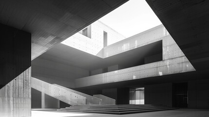 Light and Shadow Play on Modern Architectural Structure  