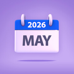 3D Wallpaper for Calendar day, month, year 2026 - Icon Month May for agenda, meeting appointment time - Reminder icon