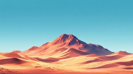 Naklejka premium Majestic Desert Landscape: A Vibrant Panorama of Sand Dunes and Mountain